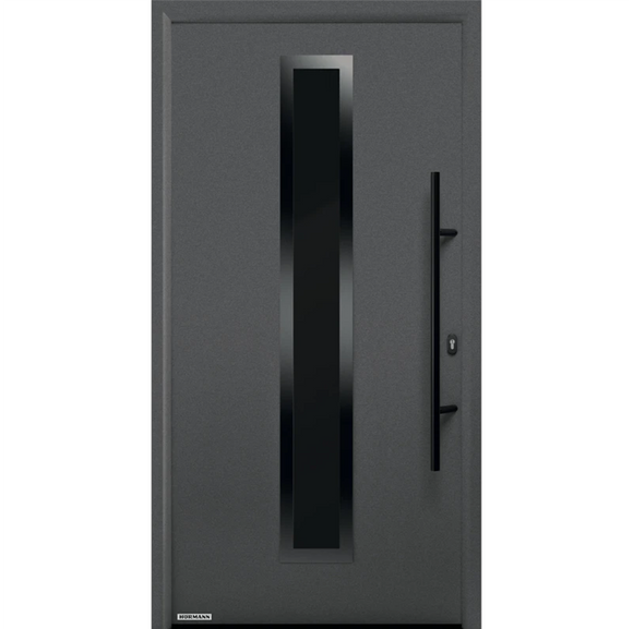 Hormann Thermo65 Style 700P (black glass) Entrance Door