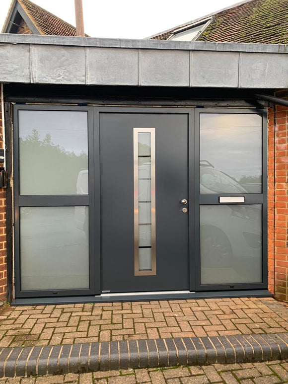 Hormann Thermo46 Style 700B (sand-blasted glass with 7 clear stripes) Door