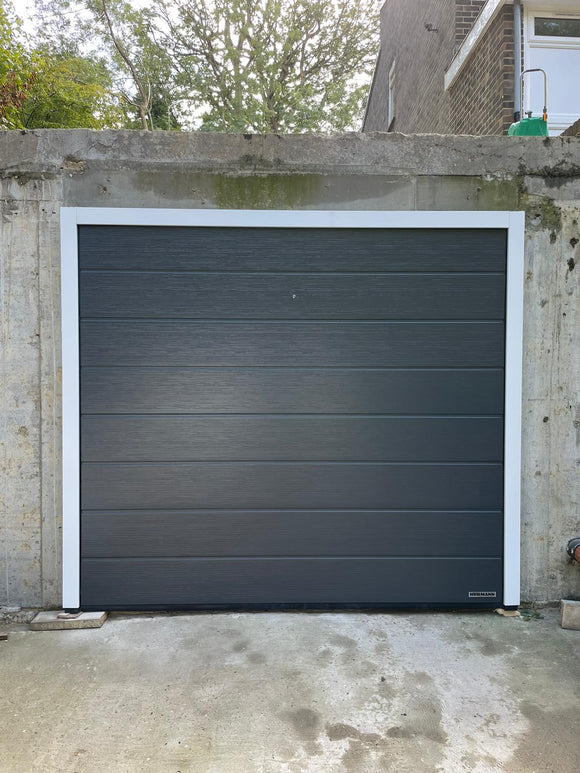 Hormann LPU 42 M-Ribbed Woodgrain Sectional Door